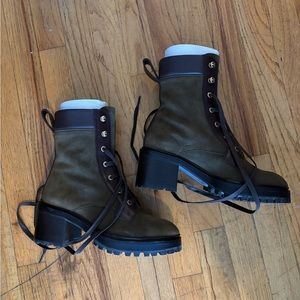 Margaux Skater Boot in Moss Suede (37 W) - Brand new, unworn